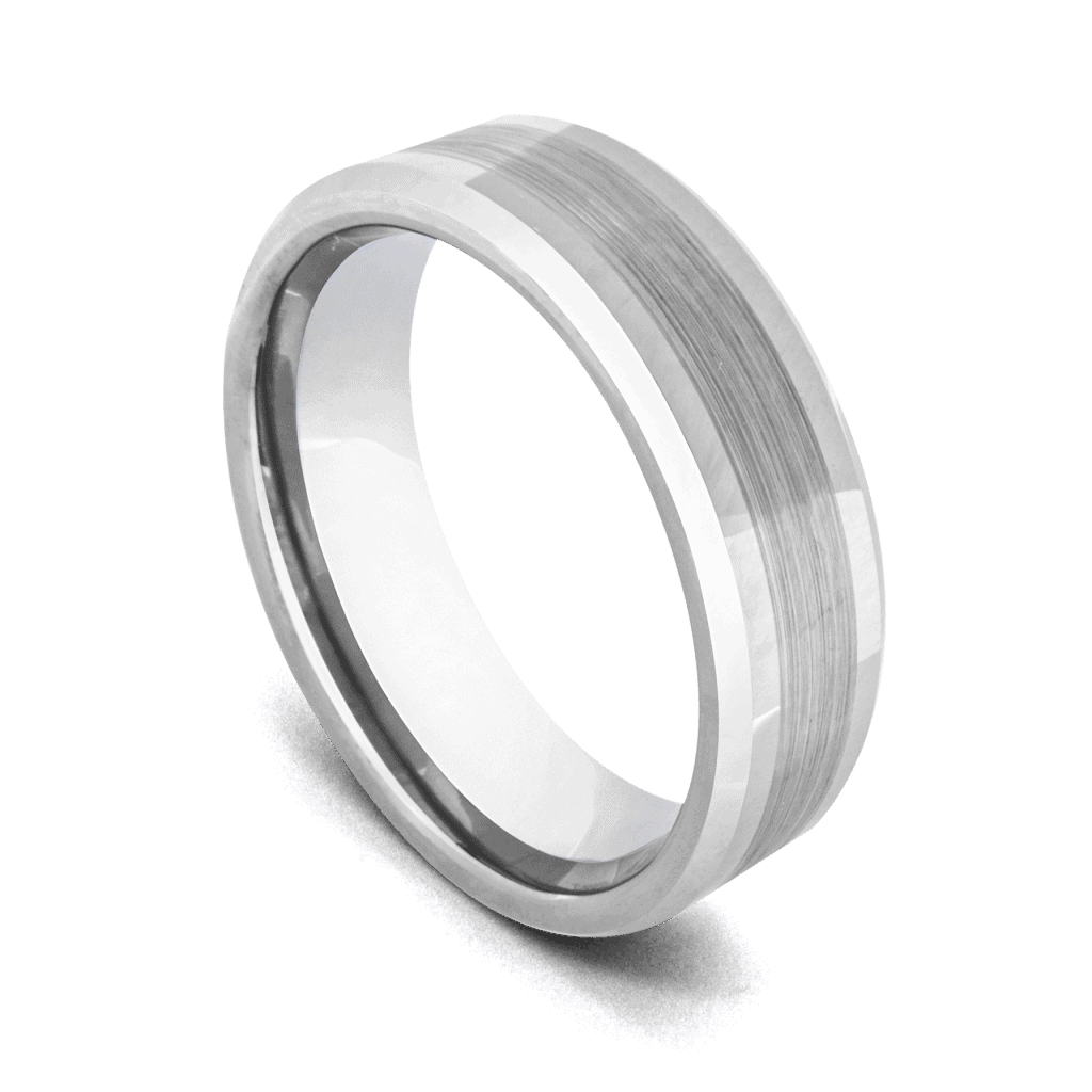Silberner Herrenring für Hochzeitstag, Verlobungsring, 6 mm, 8 mm, Wolfram in allen Größen