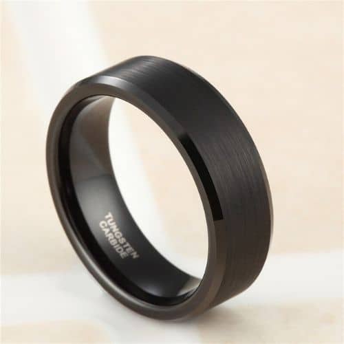 gebürsteter schwarzer Ring für Männer modernes Design Wolfram 6mm 8mm