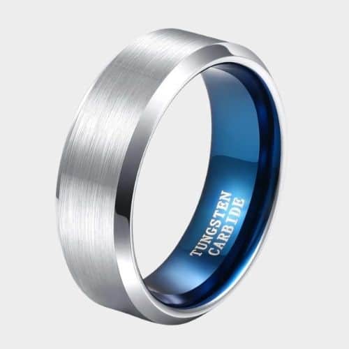 Gebürsteter und polierter silberner Wolframring für Männer, 6 mm, 8 mm