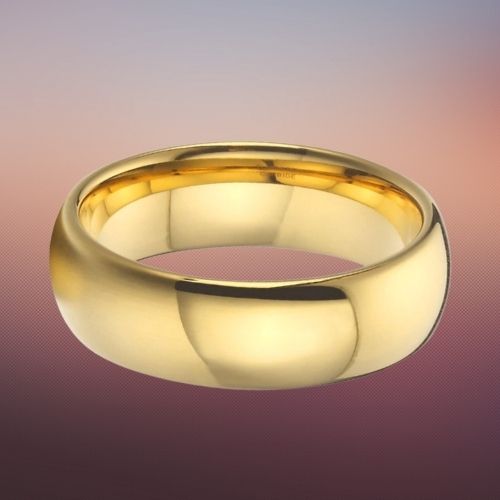 Wolframring für Männer - Gold, kuppelförmiger Ring