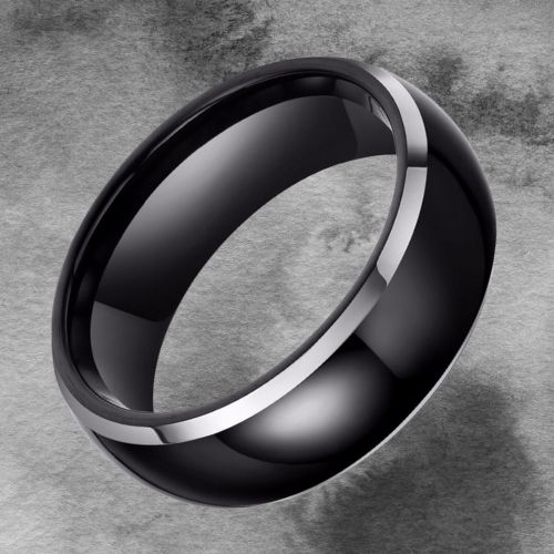 Wolframkarbidring für Herren - Modernes Design in Schwarz und Silber