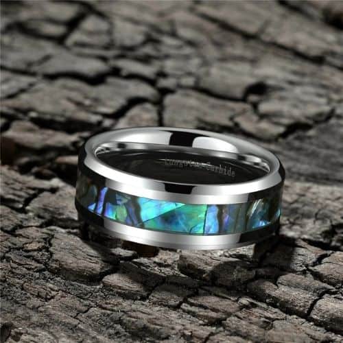 Herrenring aus Wolframkarbid mit Abalone-Muschel, 6 mm, bequeme Passform