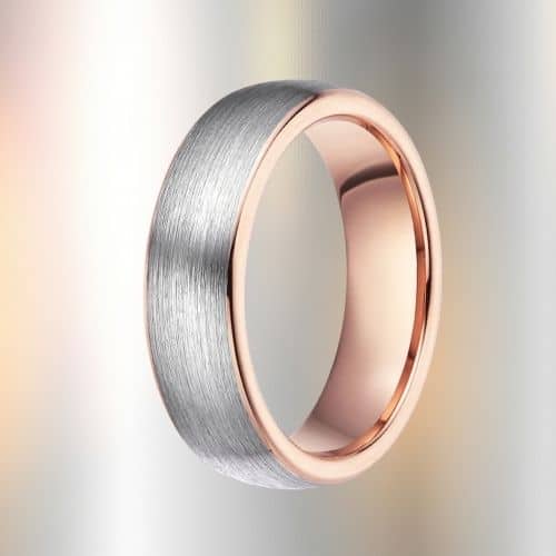gebürsteter Silberring für Männer auf Roségold-Wolfram, modernes Design im traditionellen Stil