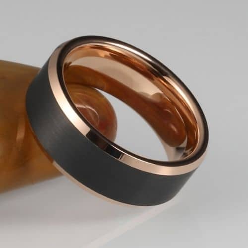 Schlichter schwarzer und roségoldener Ring für Männer, bequeme Passform
