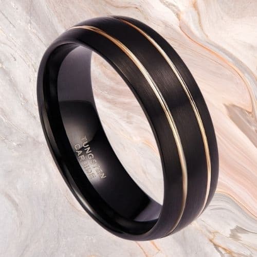 Wolframkarbidring für Männer - Modernes Design in Schwarz und Gold