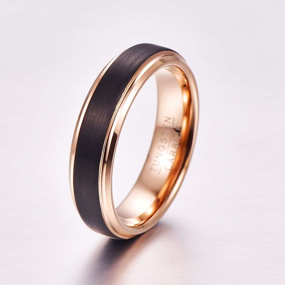 Roségold- und Schwarzring für Männer – Wolfram, moderner Stil, traditionelles Design