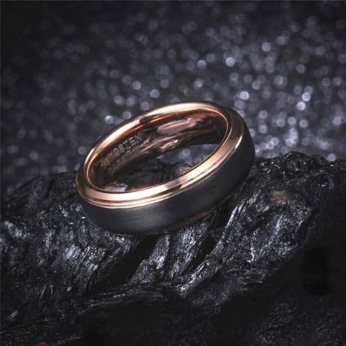 Wolframkarbidring für Männer - Schwarz und Roségold
