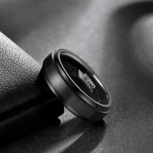 gebürsteter schwarzer Wolframring für Männer 6mm 8 mm