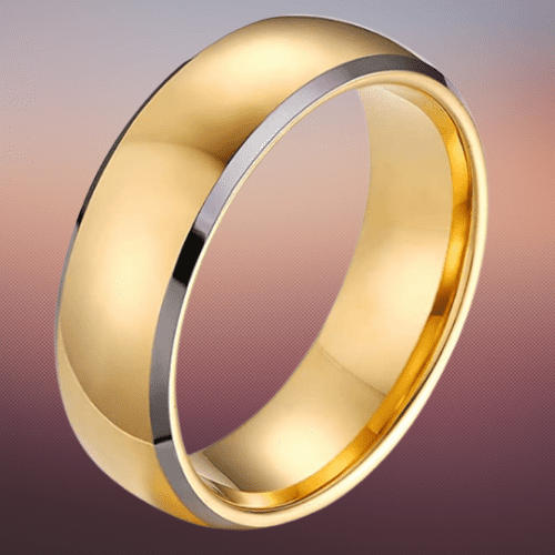 Wolframkarbidring für Männer - Gold mit Silberrand, moderner Stil, traditionelles Design