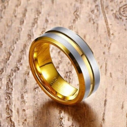 Gold- und Silberring für Männer - Wolframkarbid, bequeme Passform