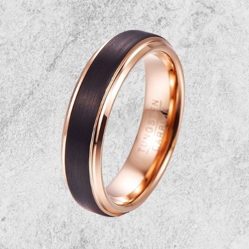 Wolframkarbidring für Männer - Schwarz und Roségold