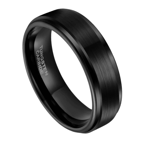 Schwarzer Herrenring für Hochzeitstag, Verlobungsring, 6 mm, 8 mm, Wolfram in allen Größen