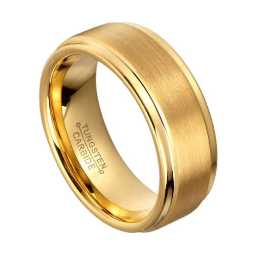 goldener Herrenring zum Hochzeitstag oder zur Verlobung, 6 mm, 8 mm, gebürstetes Wolfram, in allen Größen