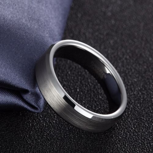 Gebürsteter silberner Wolframring für Männer, bequeme Passform, 6 mm, 8 mm