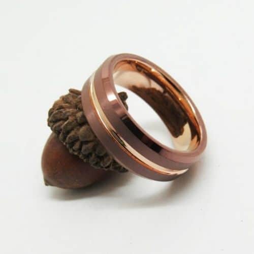 Brauner und goldener Ring für Männer, modernes Design, 8 mm Wolfram