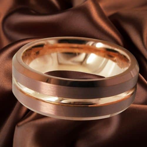 Wolframring für Männer - Braun und Gold