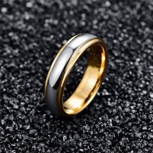 Wolframring aus Silber und Gold für Männer