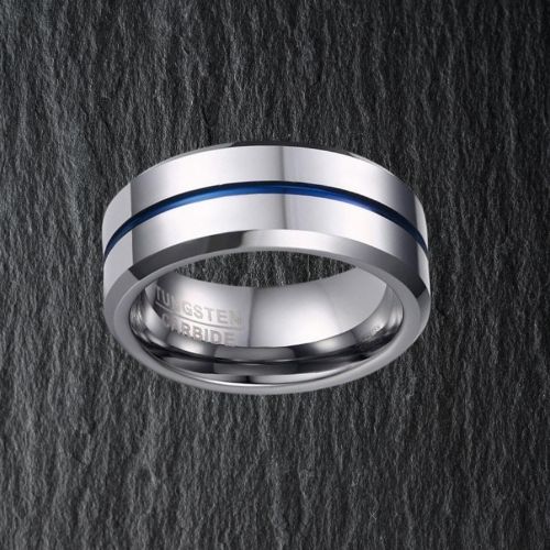 Silberner Wolfram-Herrenring im modernen Design, 8 mm, poliert, bequeme Passform