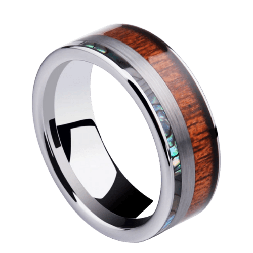 Holz Herren Silberring Hochzeit Jahrestag Verlobungsring 8mm Wolfram in allen Größen