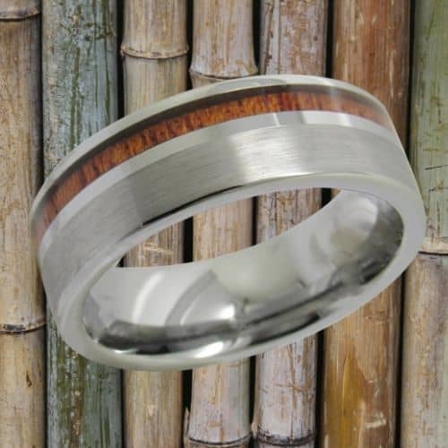 Wolframring aus gebürstetem Silber und Holz für Männer, bequeme Passform, 8 mm