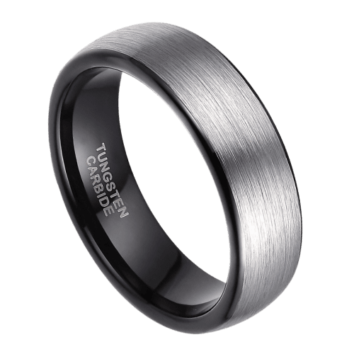 Silberner Herrenring Hochzeitstag Verlobungsring 6mm Wolfram gebürstet in allen Größen