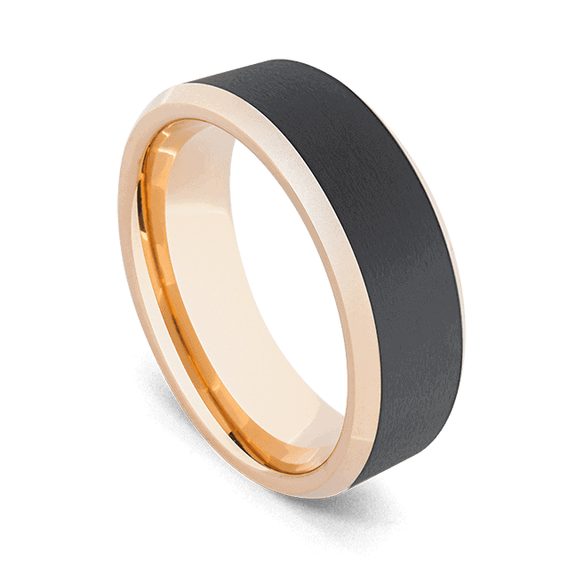 Schwarzer und roségoldener Ring für Männer
