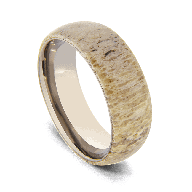 Silberner Titanring mit Geweihknochen