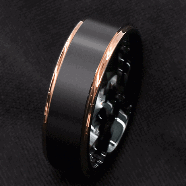 schwarzer und roségoldener Ring Chase