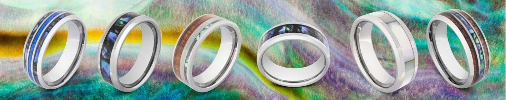 Auswahl an Ringen für Männer mit Abalone-Muschel
