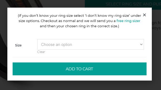 Bestellbildschirm mit der Anzeige „Option auswählen“