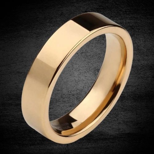 polierter Goldring für Männer, traditionelles, modernes Design, Wolfram, 6 mm, 8 mm