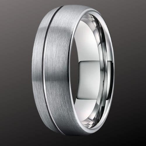 Silberring für Herren im modernen Stil, traditionelles Design mit Rille auf einer Seite