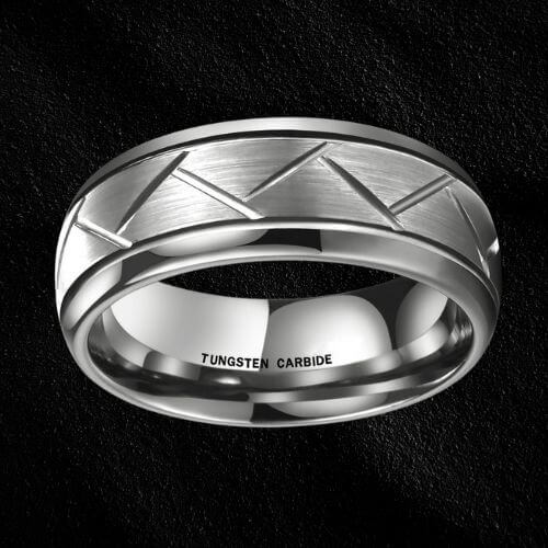 Silberner Wolframring für Männer 8mm modernes Design