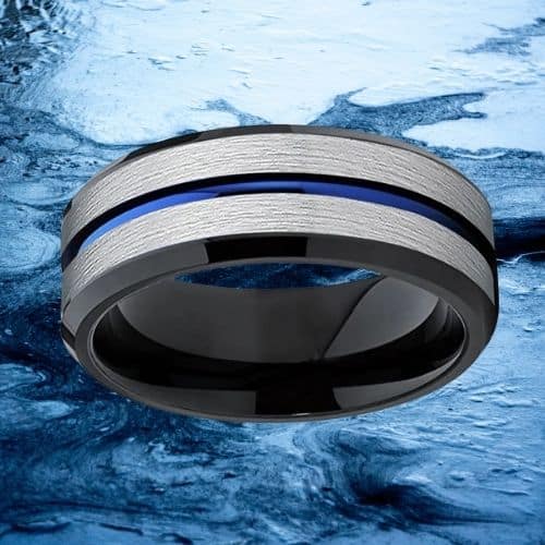 Wolframring für Herren – Silber, Blau und Schwarz in allen Größen, modernes Design