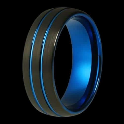 Blauer und schwarzer Wolframring für Herren