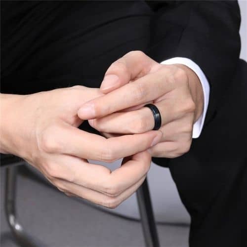 Wolframring für Herren - schwarz mit blau
