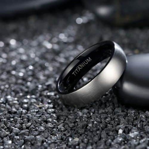 Titanring für Herren, Silber und Schwarz
