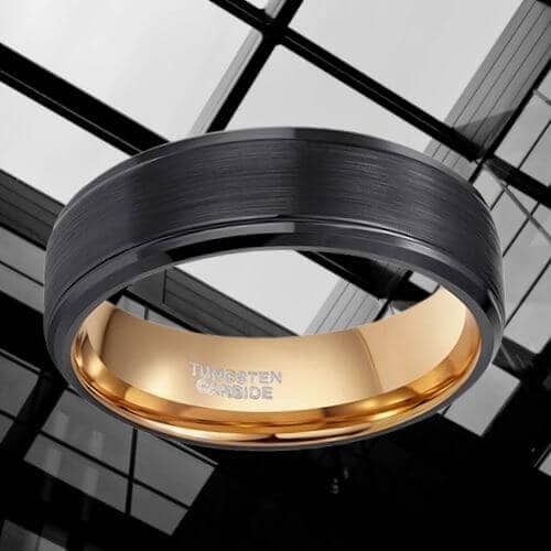 Wolframring in Schwarz und Roségold für Herren