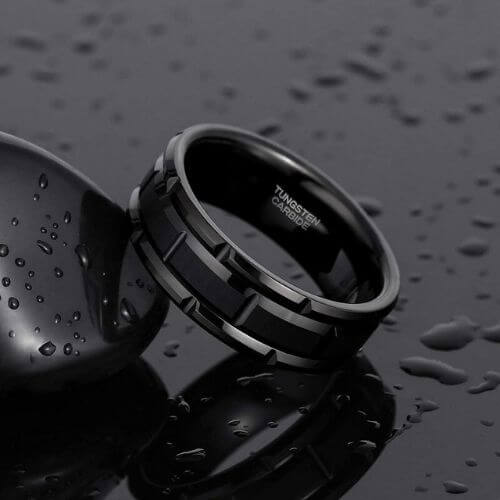 Schwarzer Wolframring für Herren im modernen Design 8mm