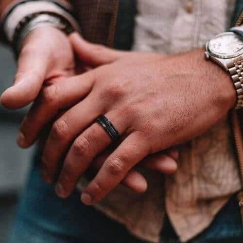 Schwarzer Wolframring für Herren