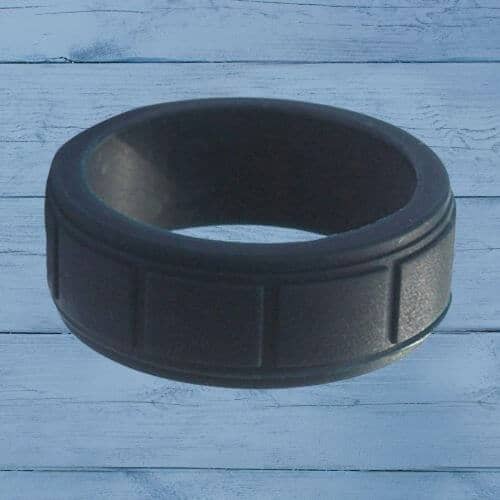 Schwarzer Silikonring für Herren mit Ziegelblock-Muster