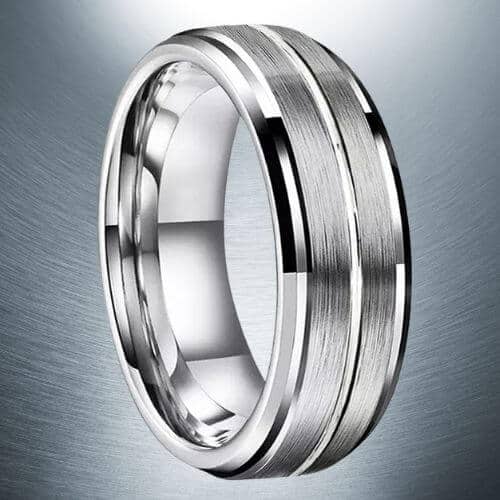 Silberner Wolframring für Männer, 8 mm, modernes Design