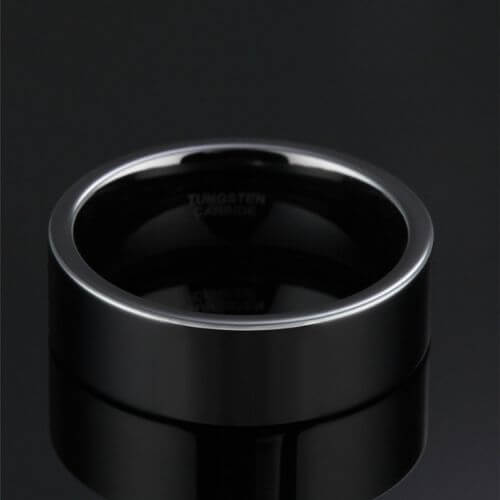 Schwarzer Wolframring für Männer flaches Design moderner Stil 8mm