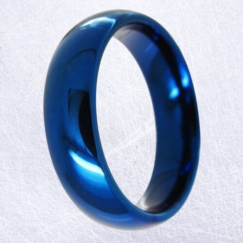 Herrenring blau Wolfram poliert modernes Design