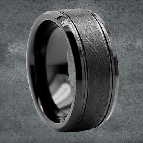 schwarzer Wolframring für Herren 8mm modernes Design