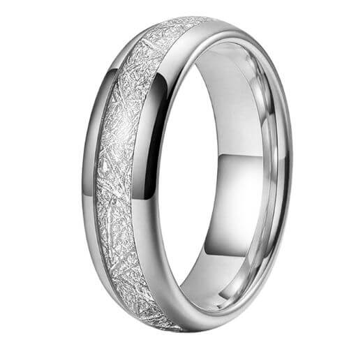 6mm 8mm Herren Wolfram und Kunstmeteorit Ring Silber