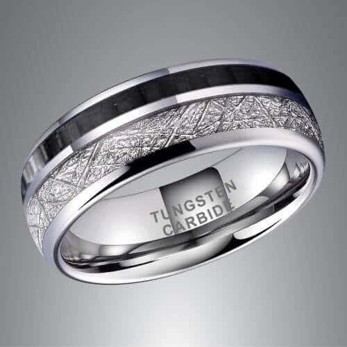 Ring aus künstlichem Meteorit und schwarzer Kohlefaser für Männer im modernen Design