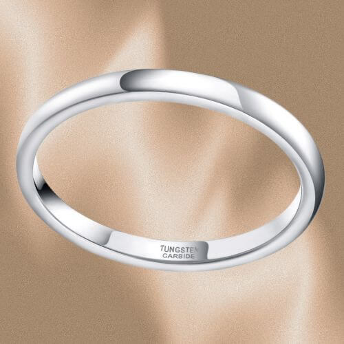 Dünner silberner Wolframring für Männer, modernes traditionelles Design, 4 mm, poliert