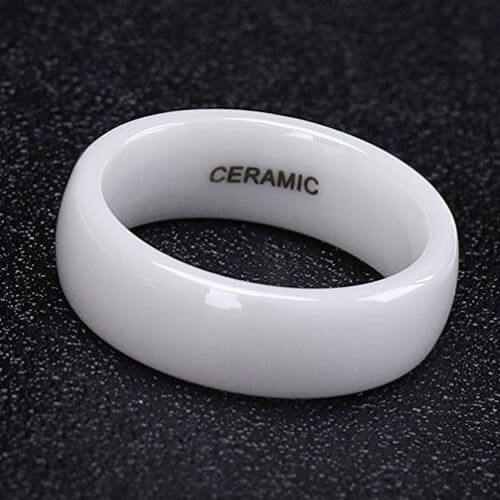 Keramikring für Herren - Weißer 6 mm polierter gewölbter Ring im modernen Design