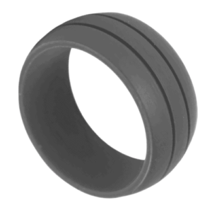 grauer Silikonring für Herren, Doppelrille, 8 mm, Release-Herrenband, alle Größen